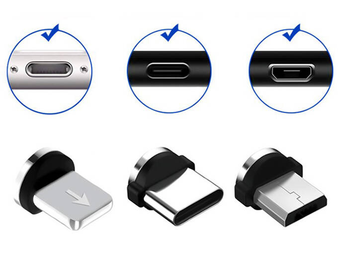 Įkrovimo laidas su magnetu 3in1, 1m