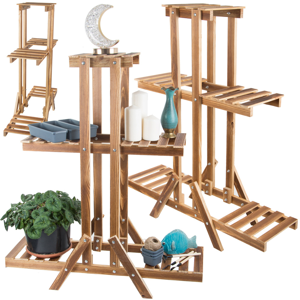 Medinis trijų lygių gėlių stovas 98 cm