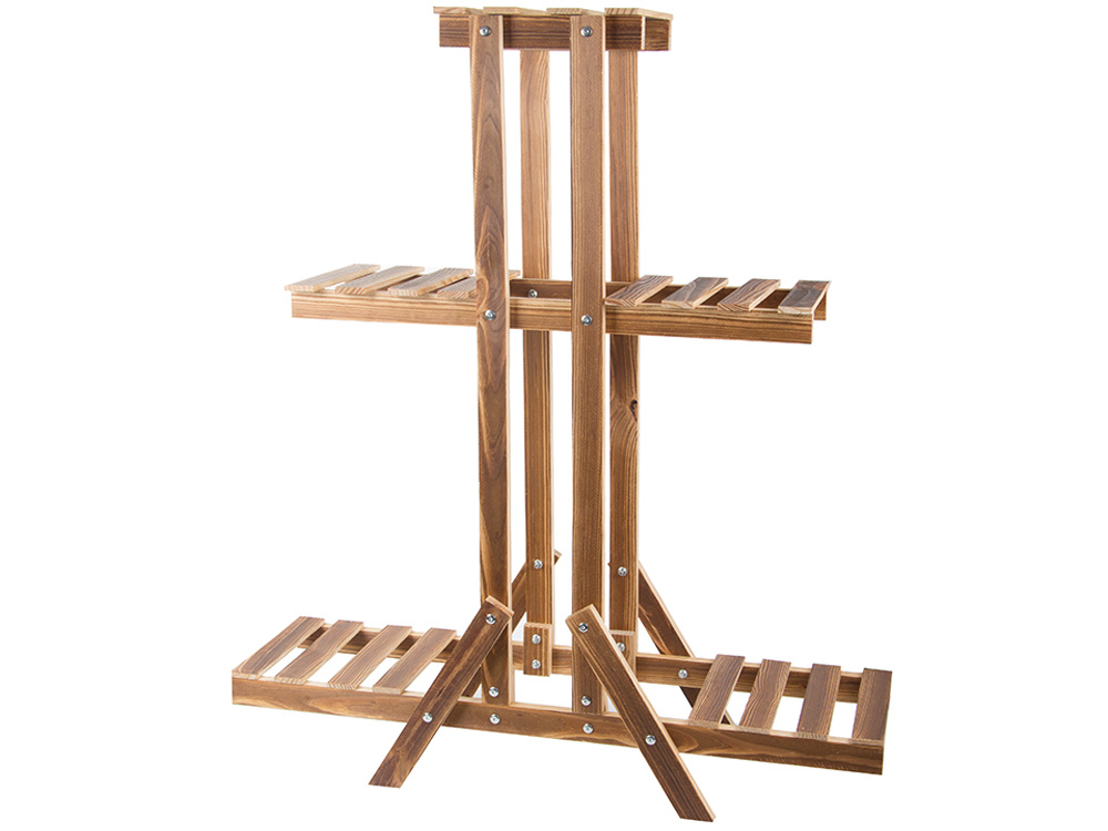 Medinis trijų lygių gėlių stovas 98 cm