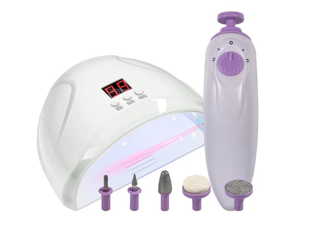 Nagų priežiūros rinkinys su 12w led/uv lempa ir frezavimo įrenginiu