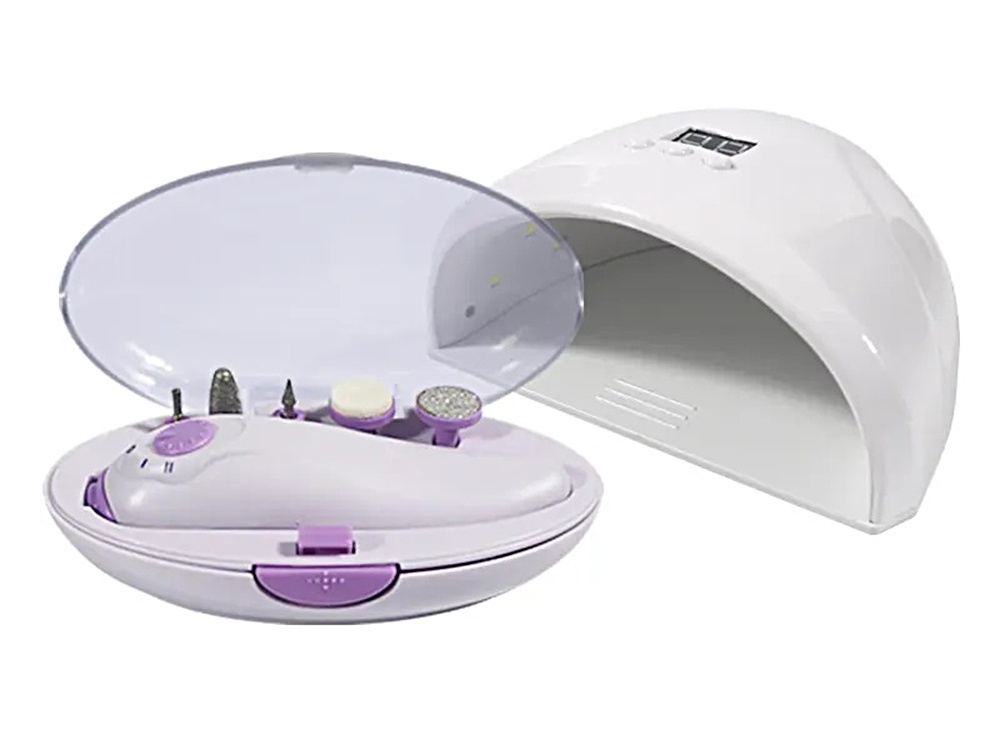 Nagų priežiūros rinkinys su 12w led/uv lempa ir frezavimo įrenginiu
