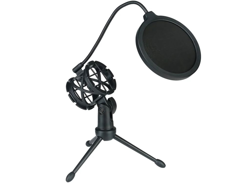 Studijinis usb mikrofonas su rgb apšvietimu ir stovu