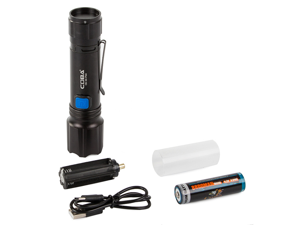 Taktinis žibintuvėlis cb-39 su cree xhp50 dioda ir 1000 m nuotoliu