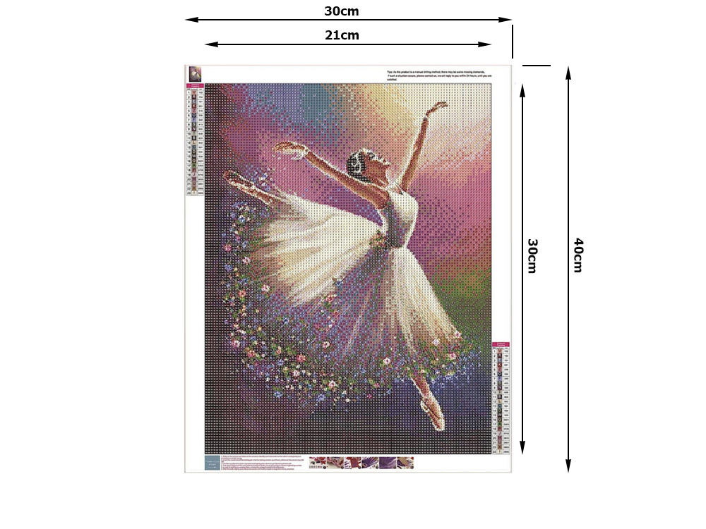 Deimantinis siuvinėjimas balerina, 30x40 cm