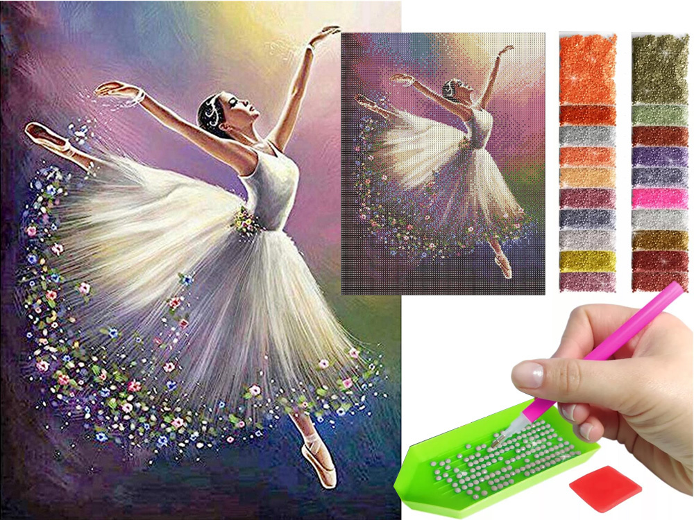 Deimantinis siuvinėjimas balerina, 30x40 cm