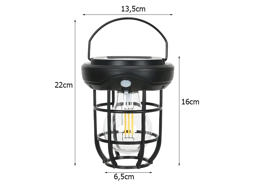 Saulės lempa su jutikliais cl-t88, 1800 lm, 22x13,5x6,5 cm