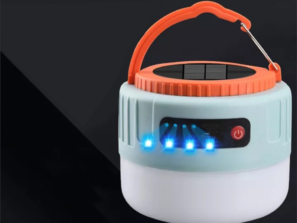 Saulės energija įkraunama turistinė led lempa su usb