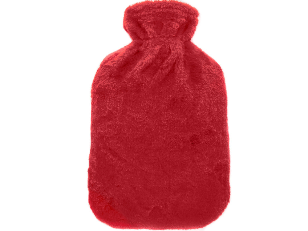 Guminis termoforas su minkštu užvalkalu, 1700 ml, raudonas