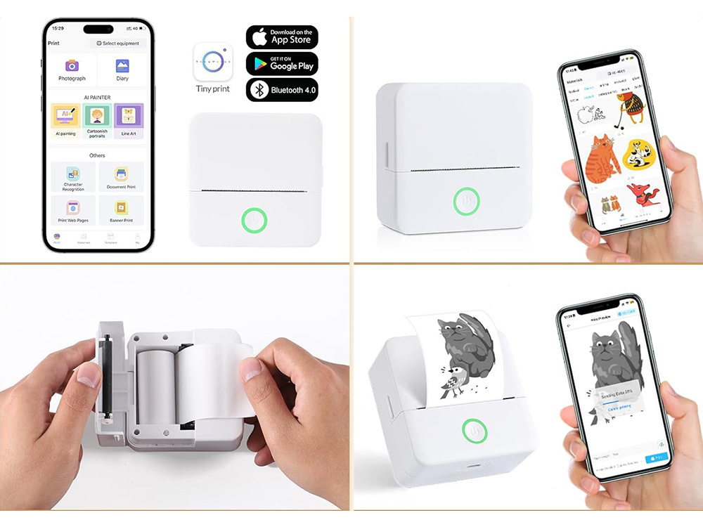 Nešiojamas mini terminis spausdintuvas su bluetooth