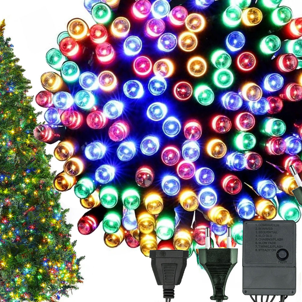 Kalėdinės girliandos 200 led, įvairiaspalvės, 8 programos