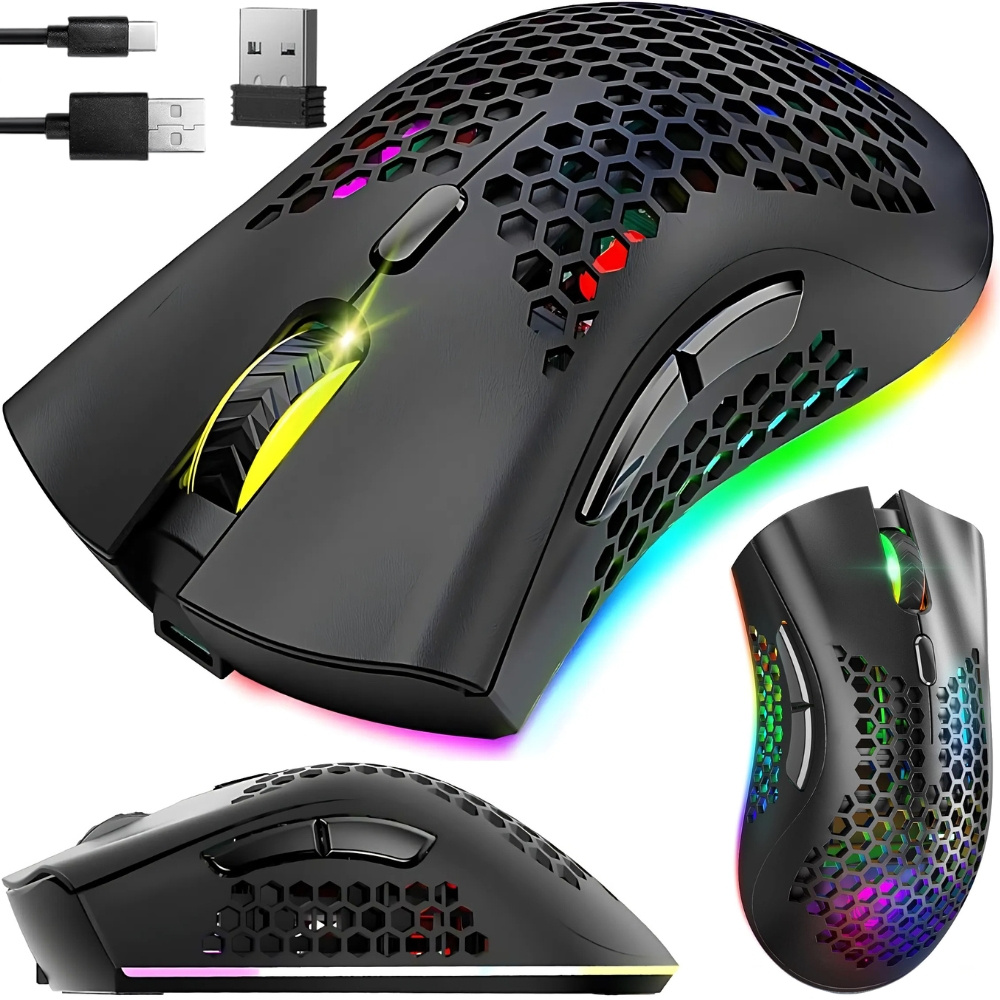 Belaidė optinė pelė su rgb apšvietimu