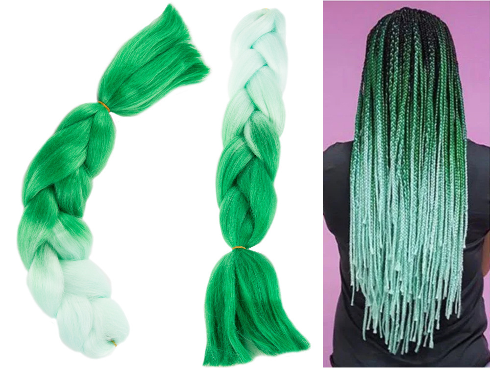 Sintetiniai plaukai kasoms ombre žali 60 cm