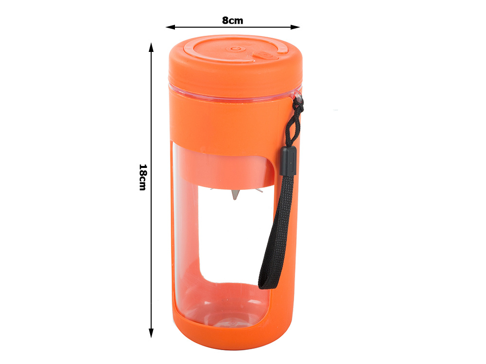 Nešiojamas usb kokteilių plaktuvas su ledo smulkintuvu, 450 ml, oranžinis