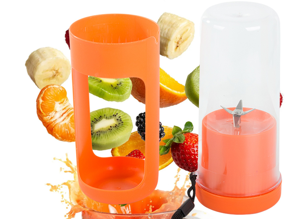 Nešiojamas usb kokteilių plaktuvas su ledo smulkintuvu, 450 ml, oranžinis