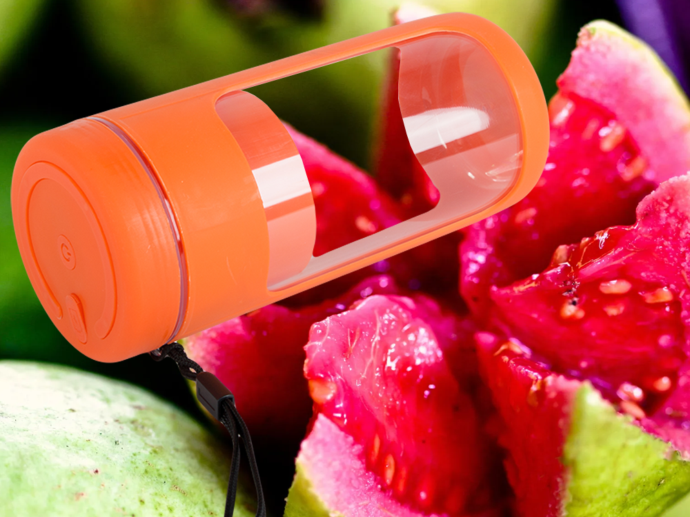 Nešiojamas usb kokteilių plaktuvas su ledo smulkintuvu, 450 ml, oranžinis
