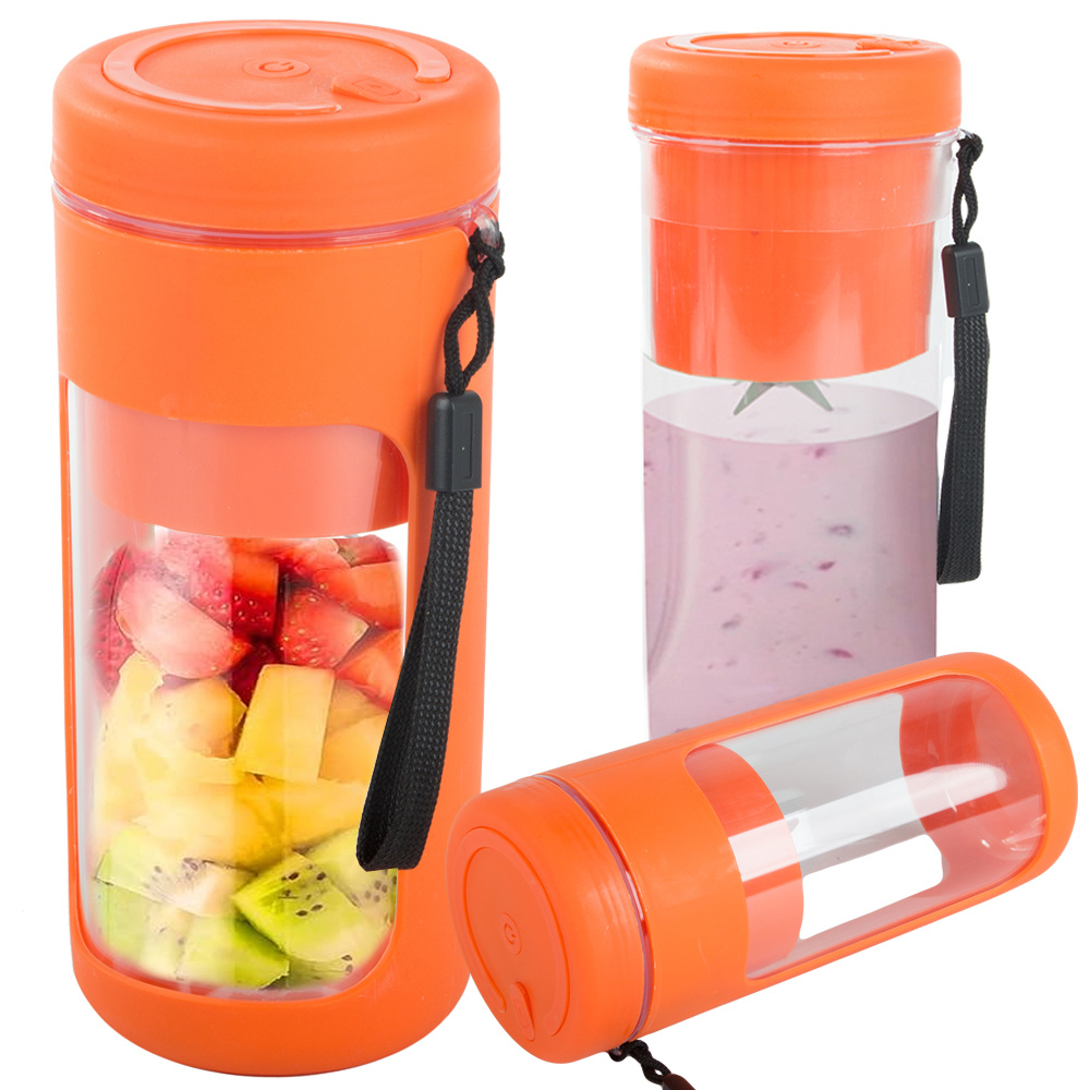 Nešiojamas usb kokteilių plaktuvas su ledo smulkintuvu, 450 ml, oranžinis