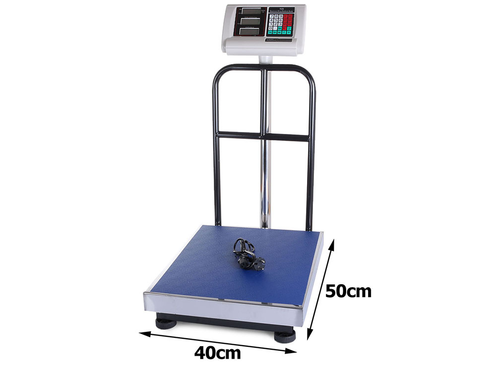 Elektroninės platforminės svarstyklės su atrama, 300 kg, 40x50 cm
