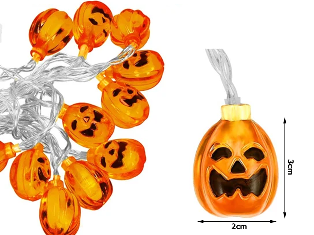 Dekoratyvinė girlianda halloween 10 led moliūgai, 195 cm