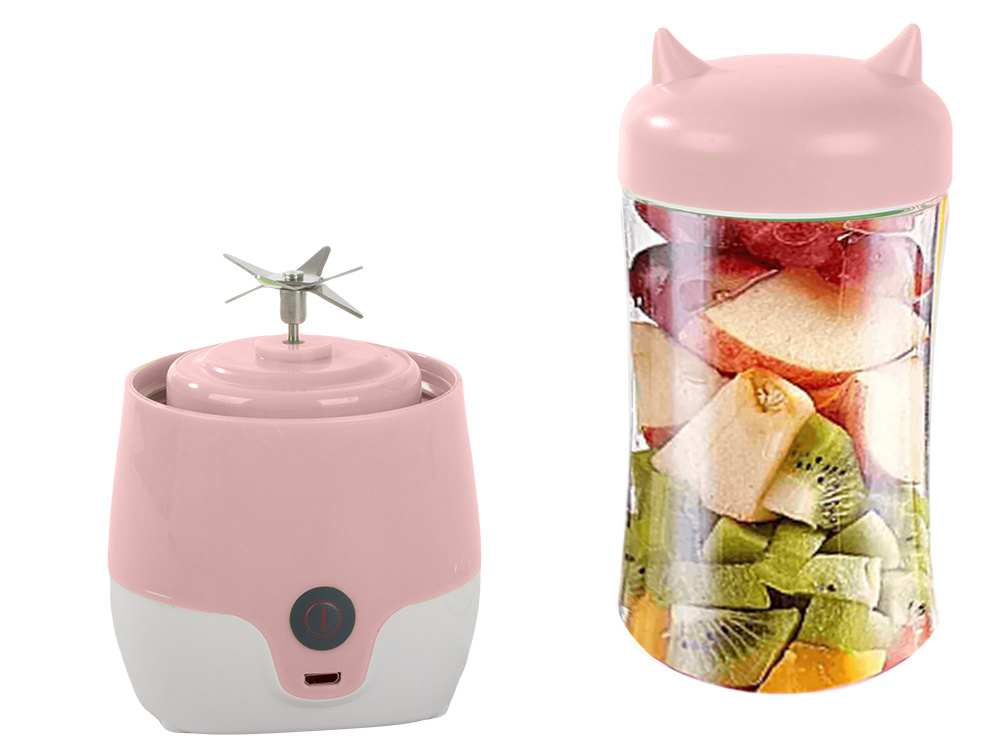 Nešiojamas usb kokteilių trintuvas, 350 ml, rožinis