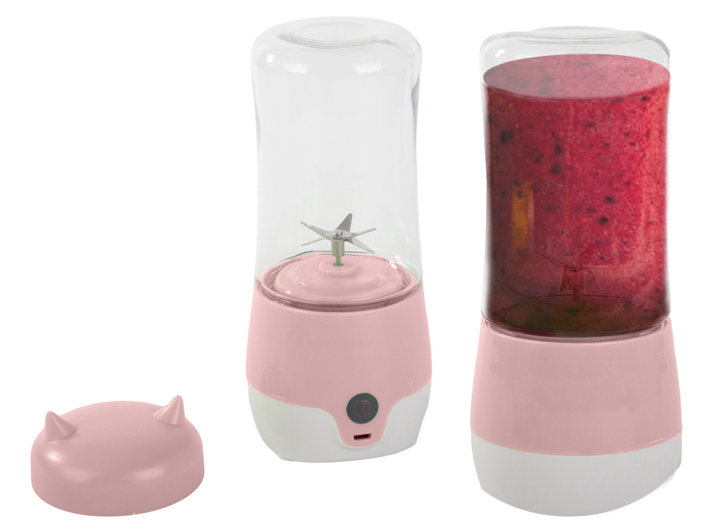 Nešiojamas usb kokteilių trintuvas, 350 ml, rožinis