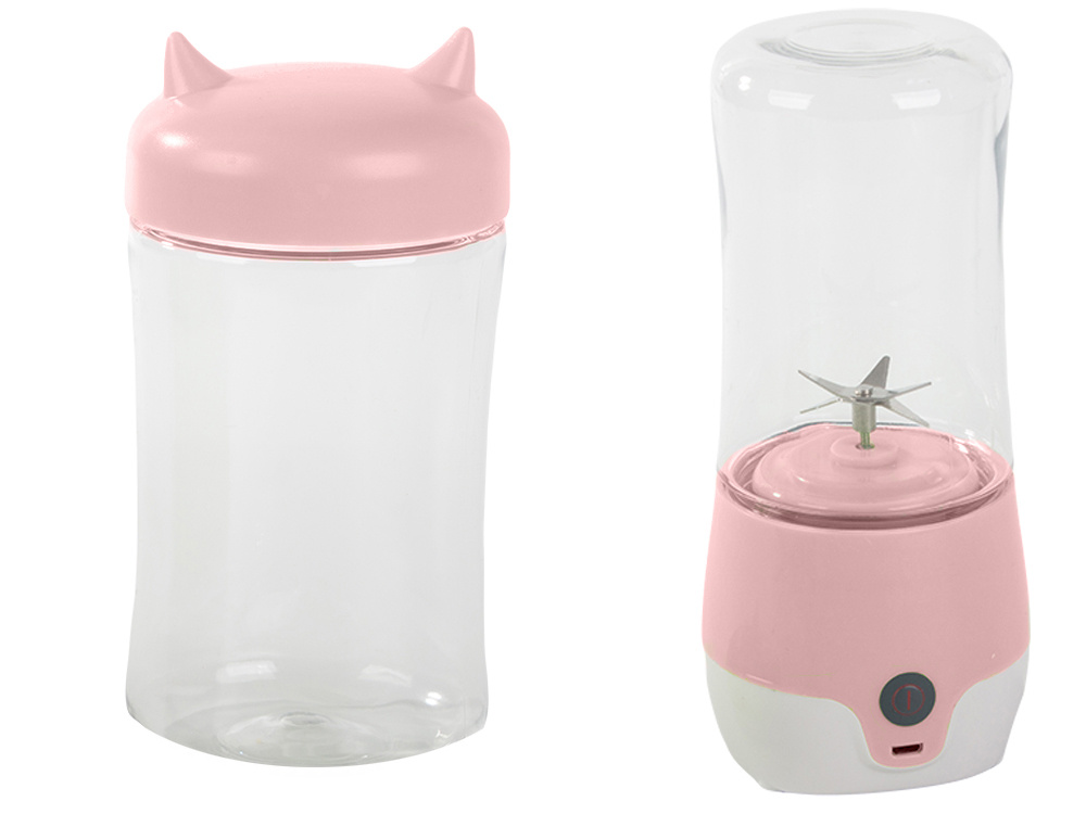Nešiojamas usb kokteilių trintuvas, 350 ml, rožinis