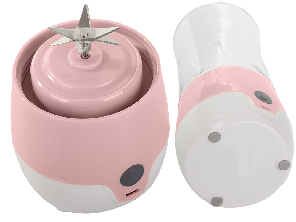 Nešiojamas usb kokteilių trintuvas, 350 ml, rožinis