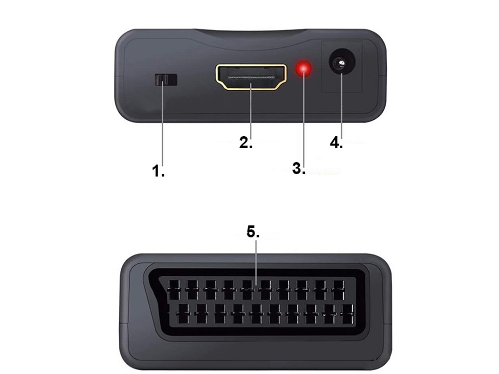 Adapteris scart į hdmi su full hd palaikymu