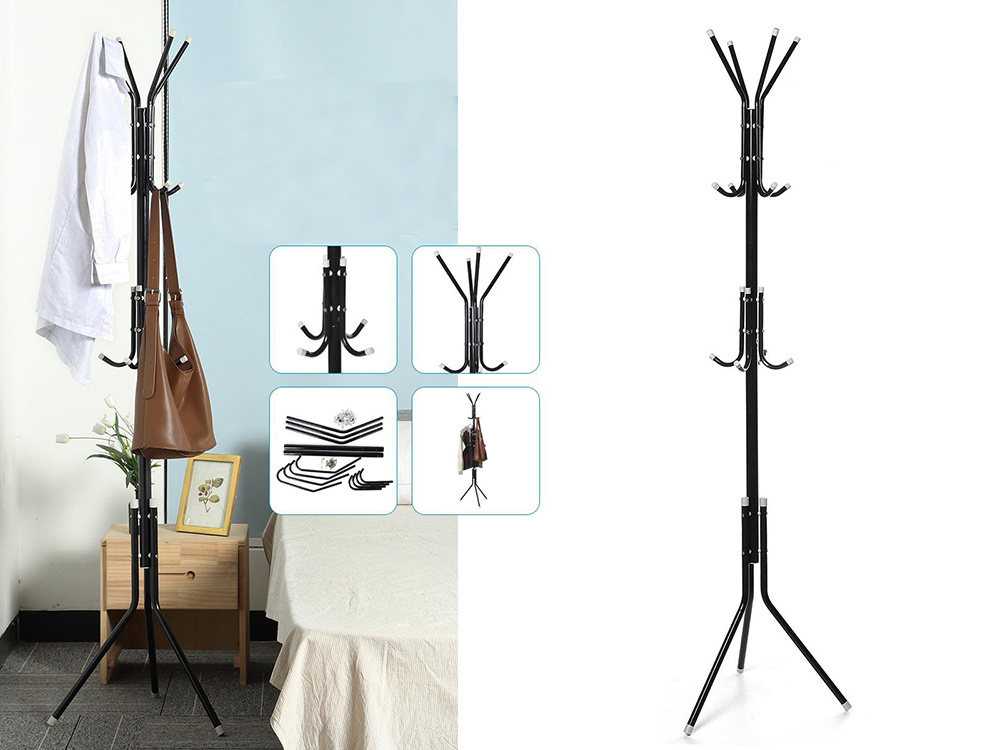 Drabužių kabykla, juoda, 174 cm