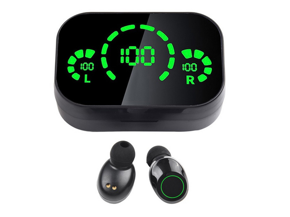 Belaidės bluetooth ausinės su įkrovimo dėklu ir mikrofonu