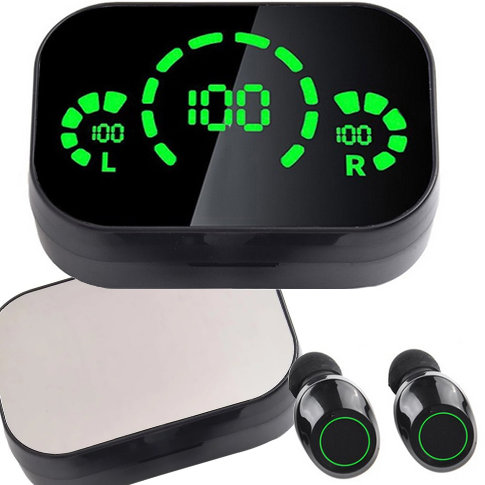 Belaidės bluetooth ausinės su įkrovimo dėklu ir mikrofonu
