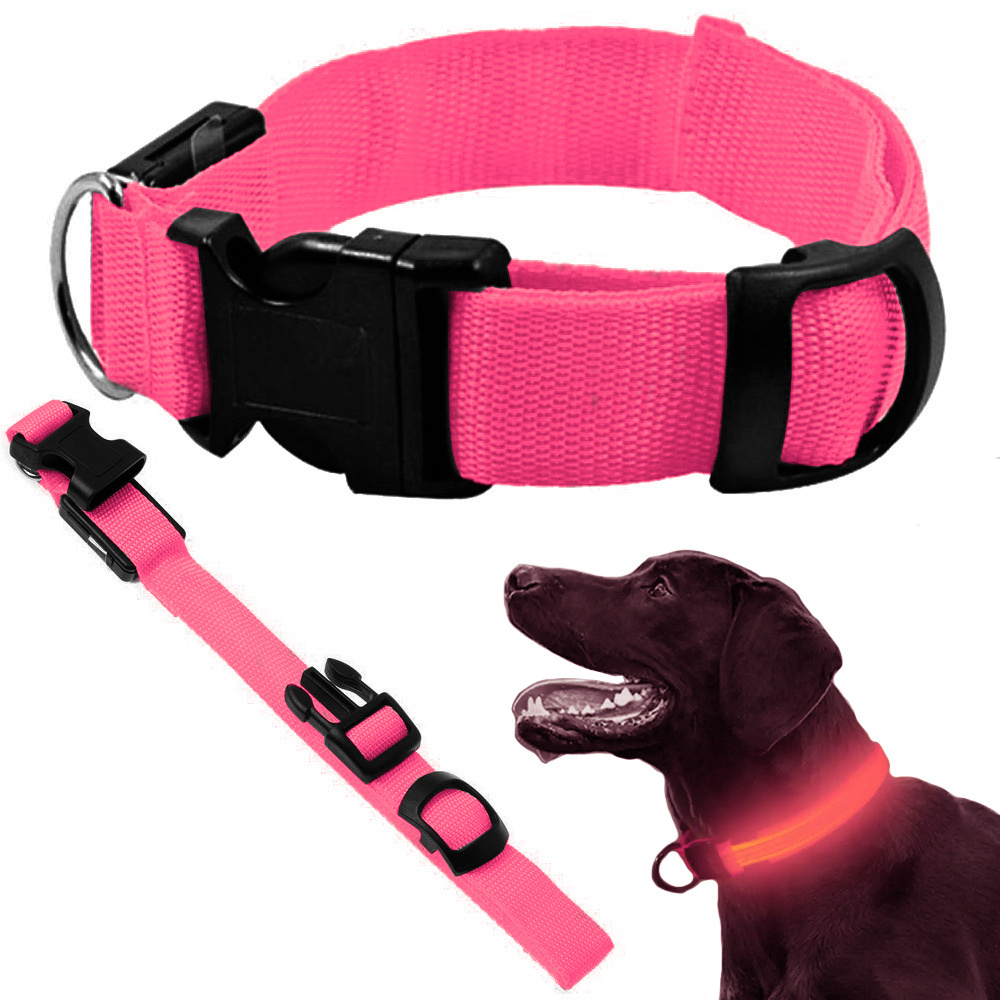 Šviečiantis led antkaklis šunims ir katėms, 46-59 cm, rožinis