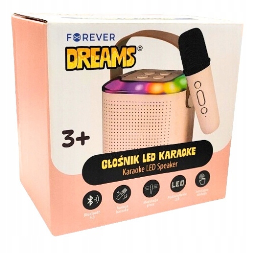 Karaoke rinkinys: garsiakalbis su mikrofonu, rožinės spalvos