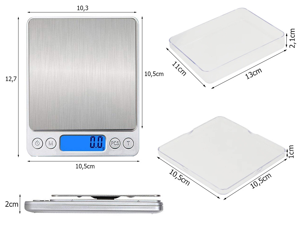 Juvelyrinės virtuvinės svarstyklės su lcd, 500g, 0,01g tikslumas