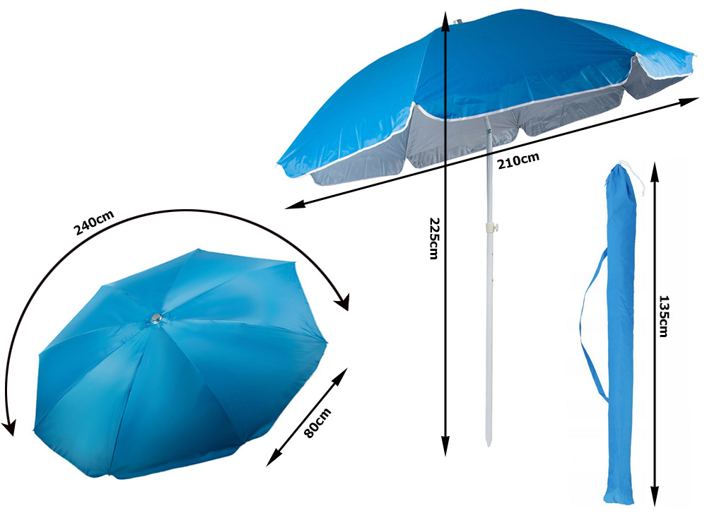 Didelis skėtis su uv filtru 210 cm, reguliuojamas
