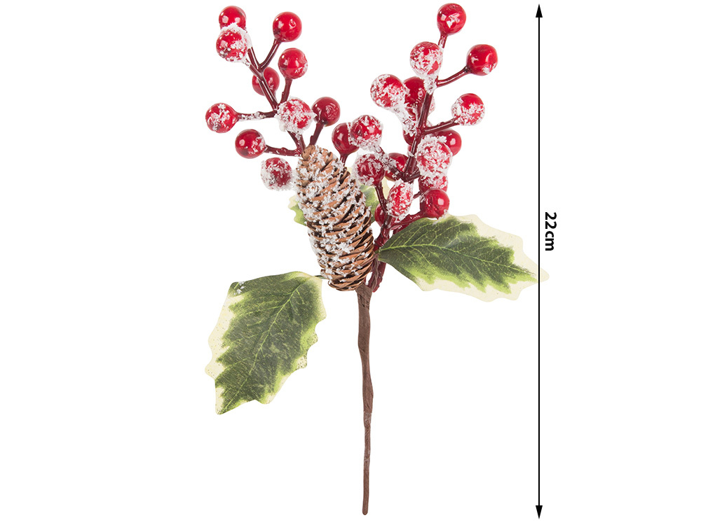 Kalėdinis stalo dekoras su šermukšniais, 22 cm