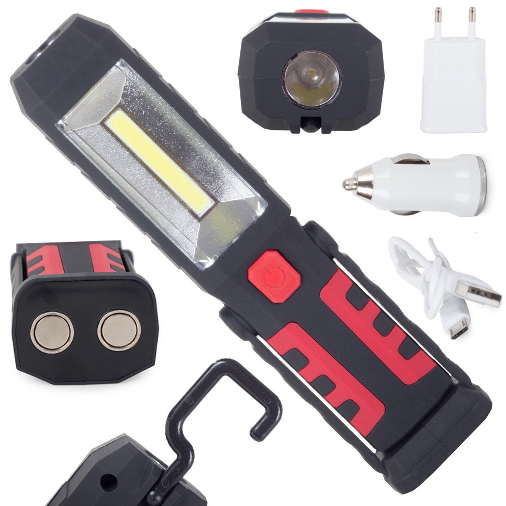 Daugiafunkcinė dirbtuvių lempa su akumuliatoriumi 3w1 led cob