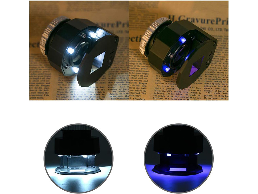 Juvelyrinis mikroskopas 30x su led ir uv apšvietimu