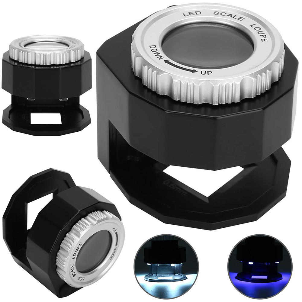 Juvelyrinis mikroskopas 30x su led ir uv apšvietimu