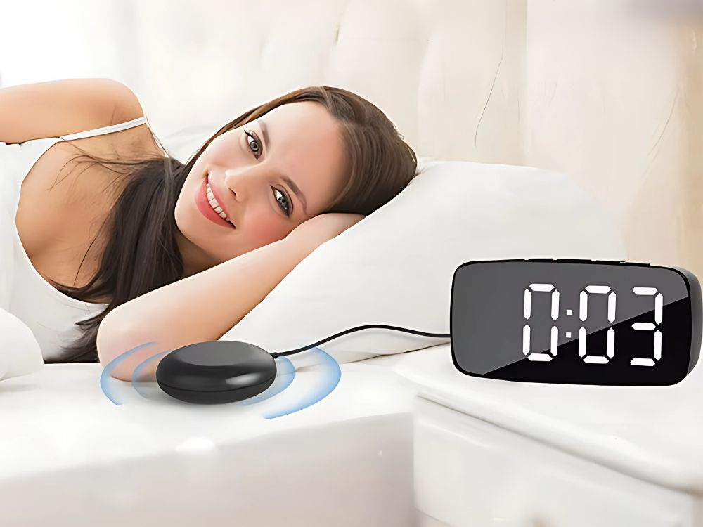 Elektroninis žadintuvas su vibraciniu padu