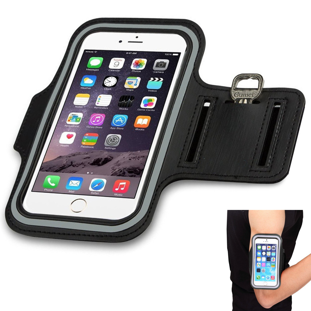 Sportinis telefono dėklas ant rankos, juodas, 27-40 cm