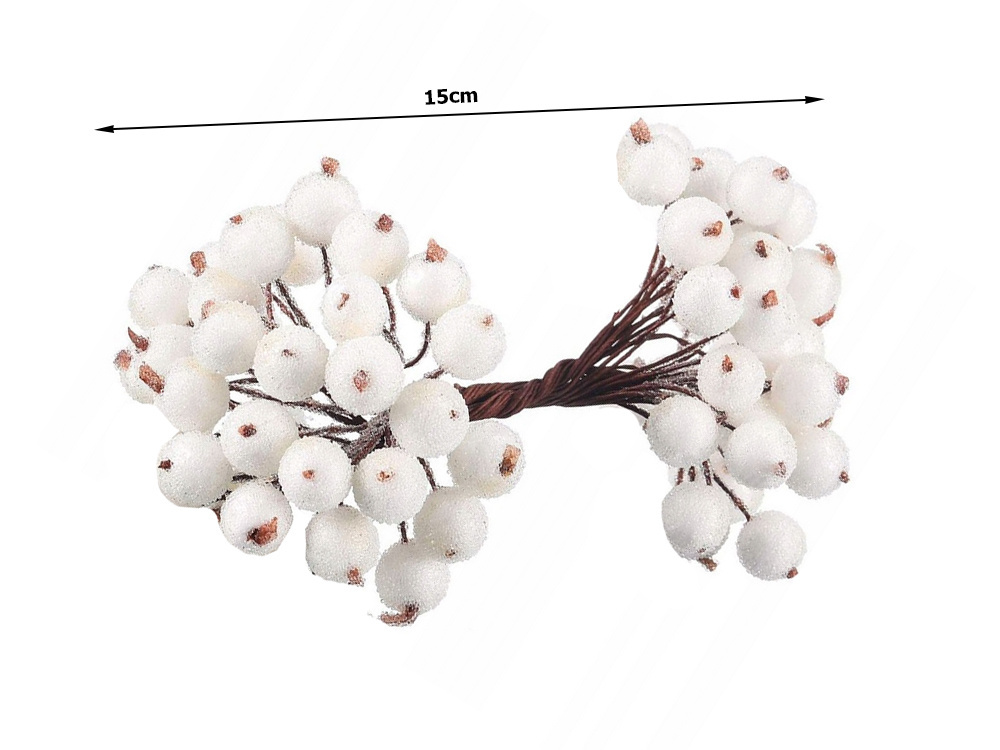 Kalėdinė balta šarma padengta dekoracija 15 cm, 5 vnt.