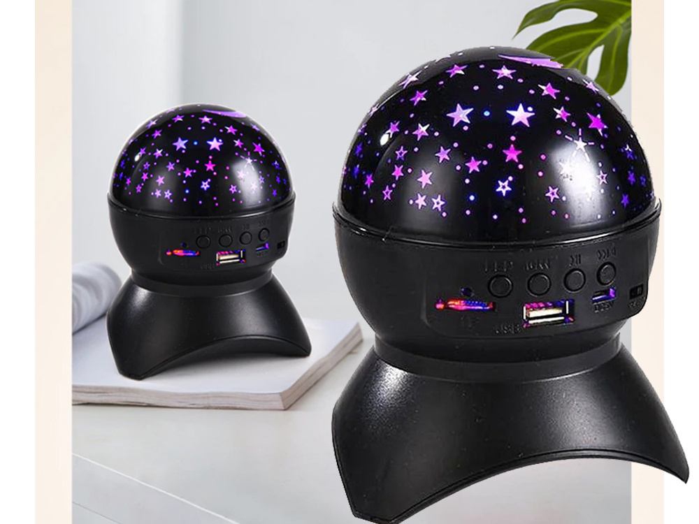 Žvaigždžių projektorius, led lempa su bluetooth garsiakalbiu