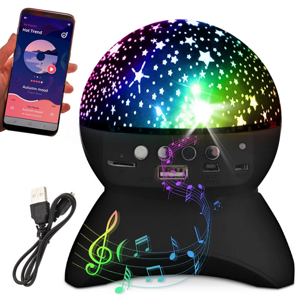 Žvaigždžių projektorius, led lempa su bluetooth garsiakalbiu