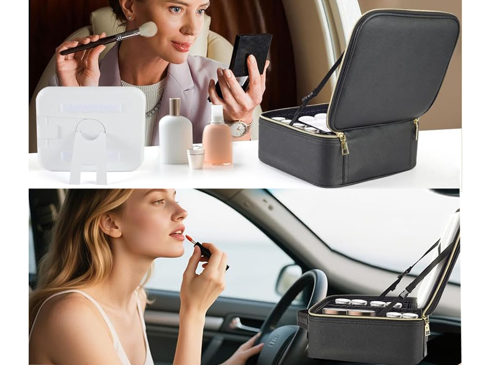 Kosmetinė su led veidrodžiu ir usb-c jungtimi