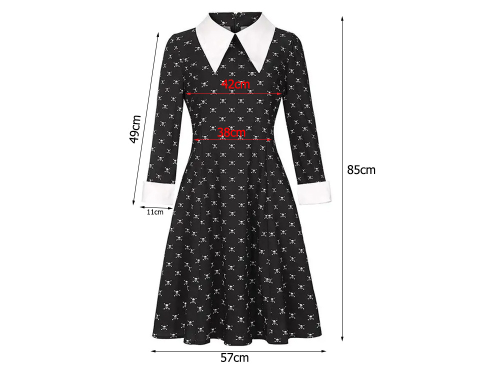 Kostiumas mergaitėms wednesday addams, 135–145 cm