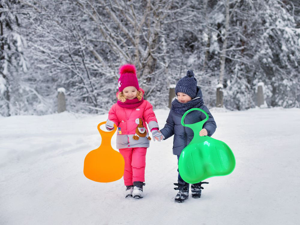 Plastikinės rogutės obuoliukas vaikams, 55 cm