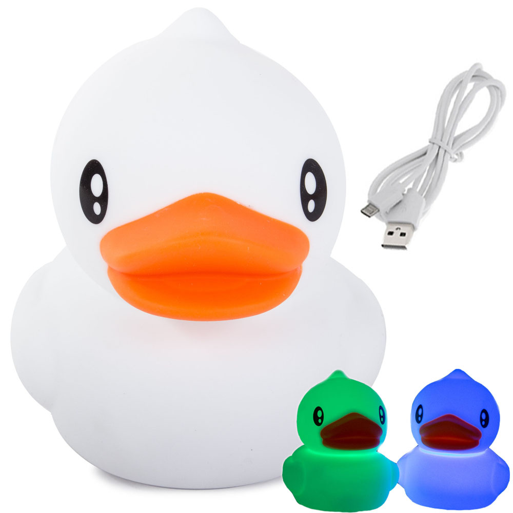 Vaikiška led naktinė lempa antis su rgb ir usb įkrovimu