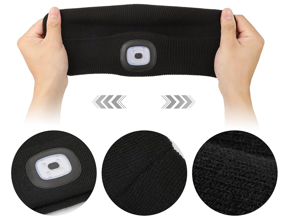 Žieminė kepurė su led lempute, usb įkrovimas, 3 apšvietimo režimai