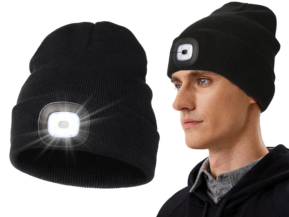 Žieminė kepurė su led lempute, usb įkrovimas, 3 apšvietimo režimai