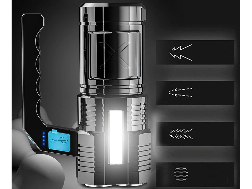 Prožektorius su led šviesos šaltiniu ir cob šoniniu apšvietimu